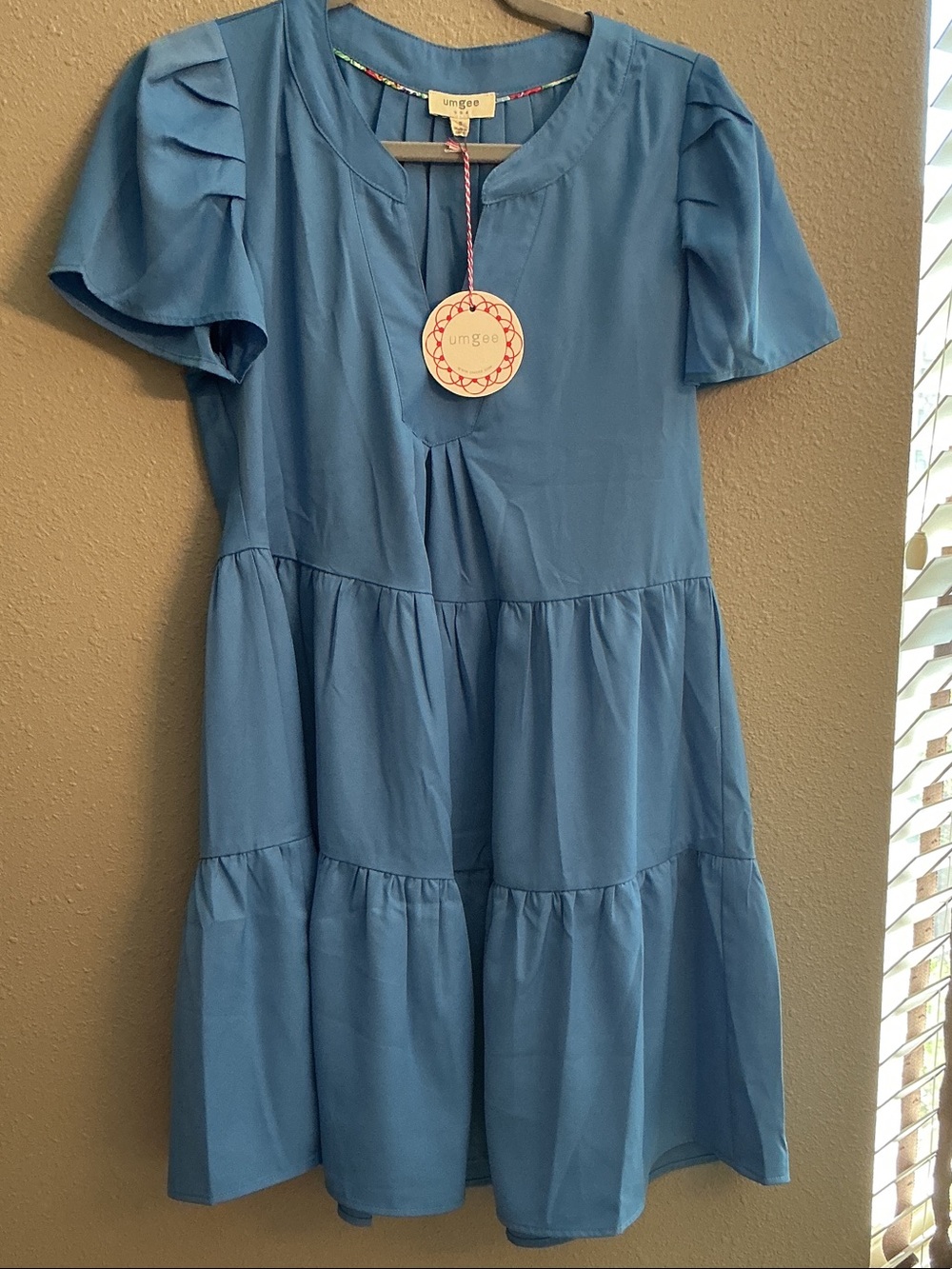 Umgee Sky Blue Tiered Short-Sleeve Dress
